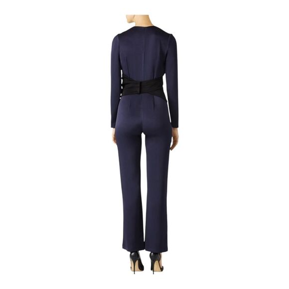 Galvan London Women’s Elegant Navy Blue Long Sleeve Jumpsuit Formal Outfit - Picture 4 of 15